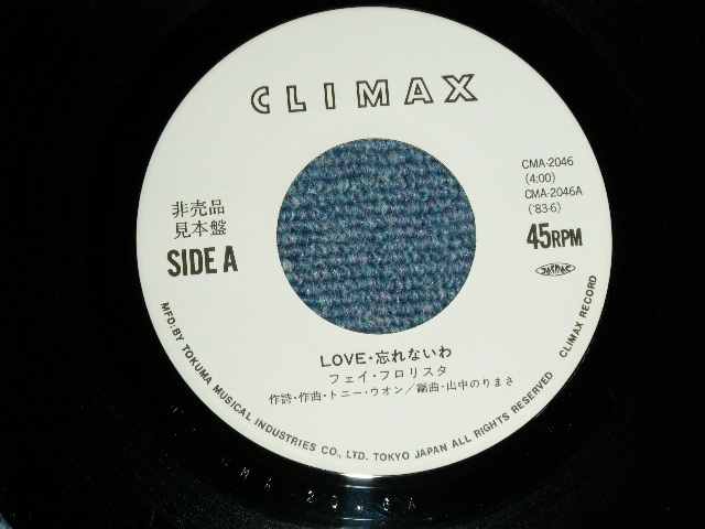 画像: フェイ Fe Floresta - LOVE・忘れないわ　：MY LOVE WHISHING YOU ALL THE BEST  ( Ex++/Ex+++ : WOFC ) / 1983 JAPAN ORIGINAL "WHITE LABEL PROMO" Used 7" Single